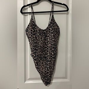 Leopard Print Padded cup High-leg One piece Swimsuit Animal print size L